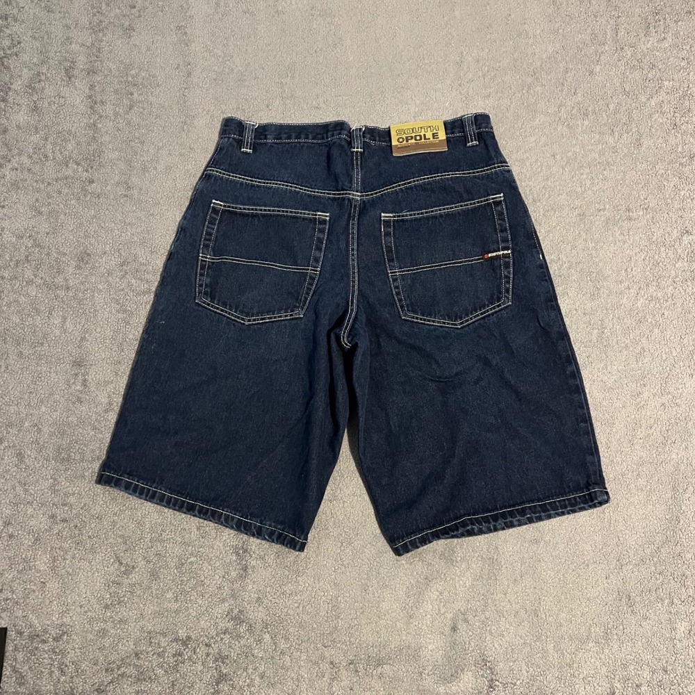 Vintage Y2K Southpole Mens Baggy Denim Shorts Indigo Blue Streetwear 38